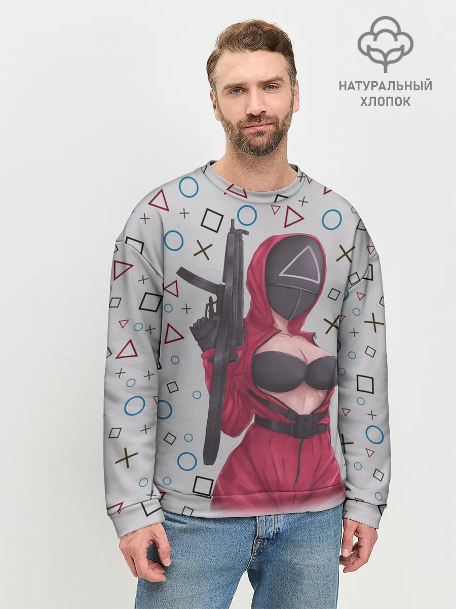 Мужской свитшот базовый / ОПАСНЫЙ ТРЕУГОЛЬНИК | ИГРА В КАЛЬМАРА