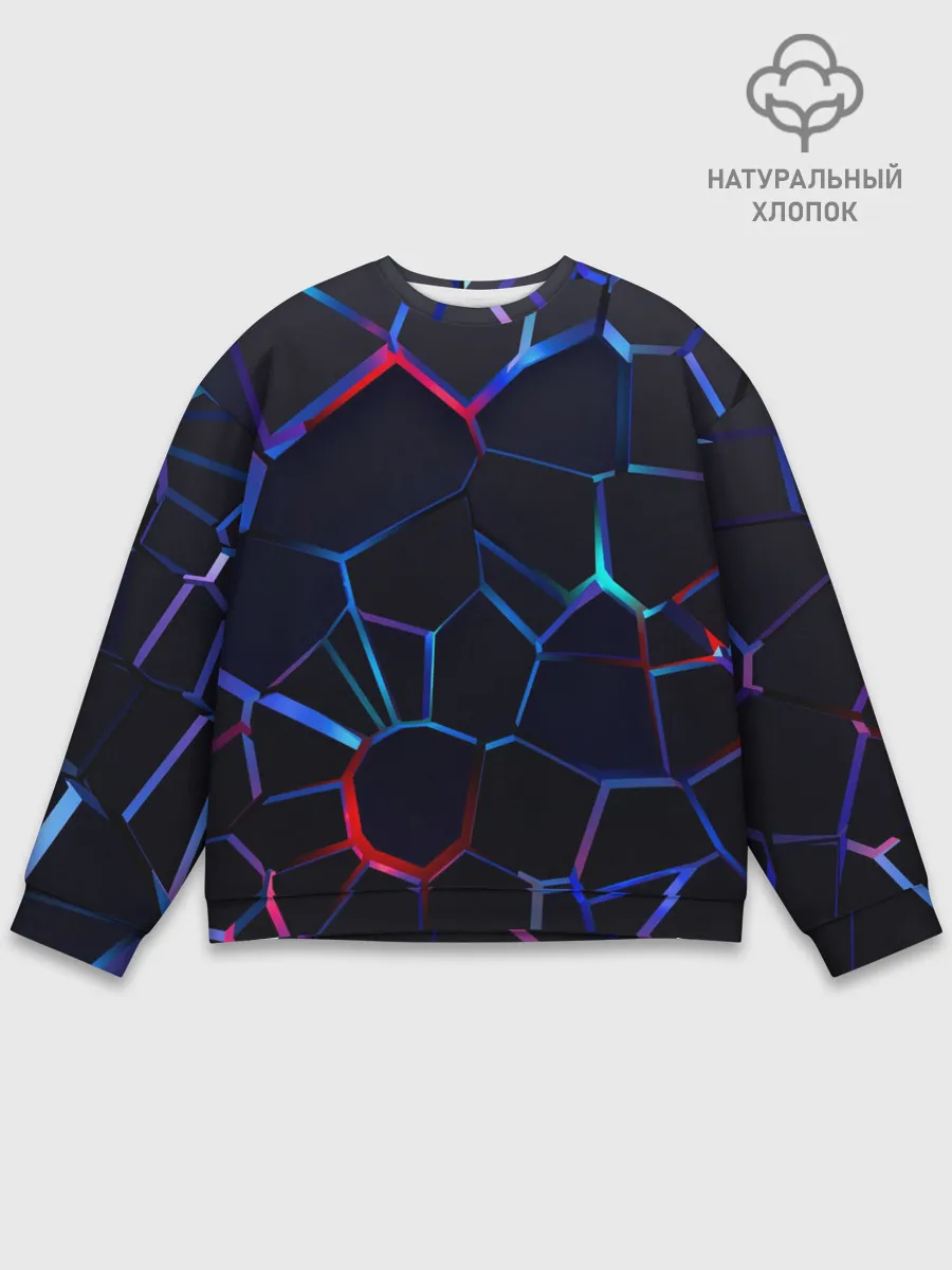 Мужской свитшот базовый / Неоновые 3D плиты | Неоновые плиты