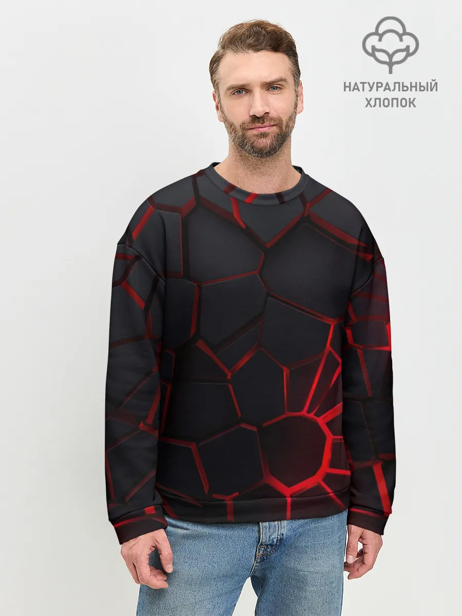 Мужской свитшот базовый / Адские 3D плиты | 3Д геометрия плиты