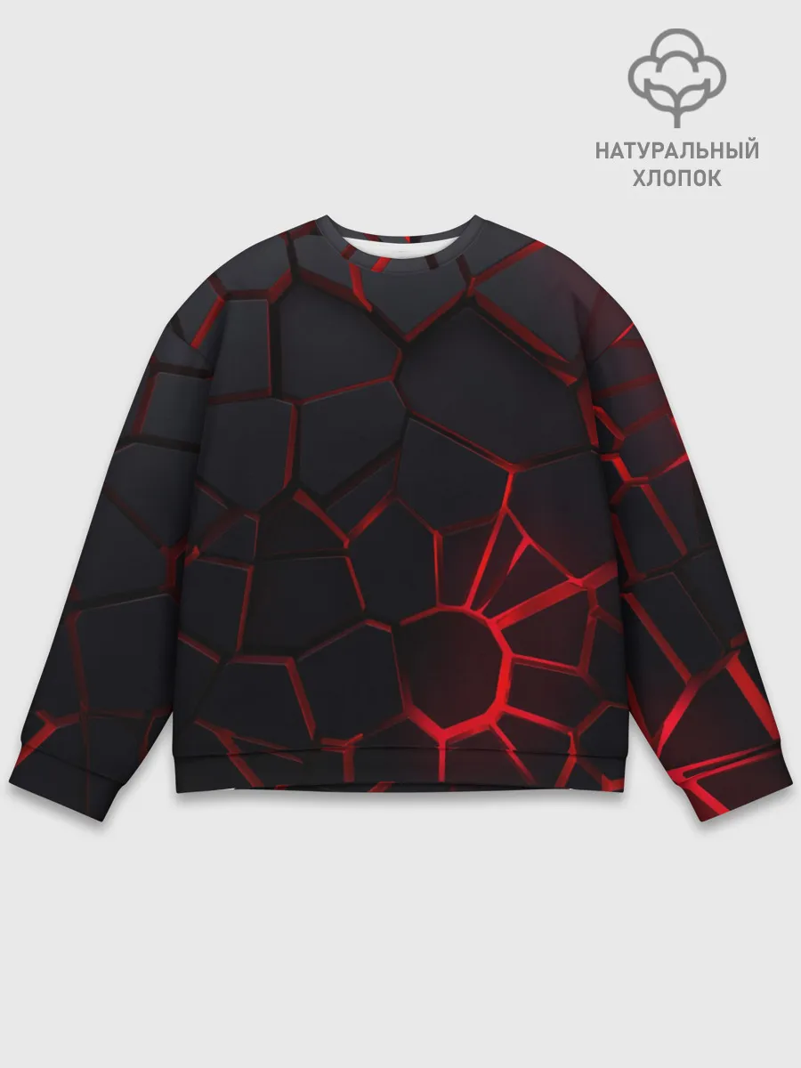 Мужской свитшот базовый / Адские 3D плиты | 3Д геометрия плиты