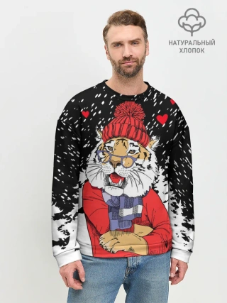 Мужской свитшот базовый / Тигр в красном