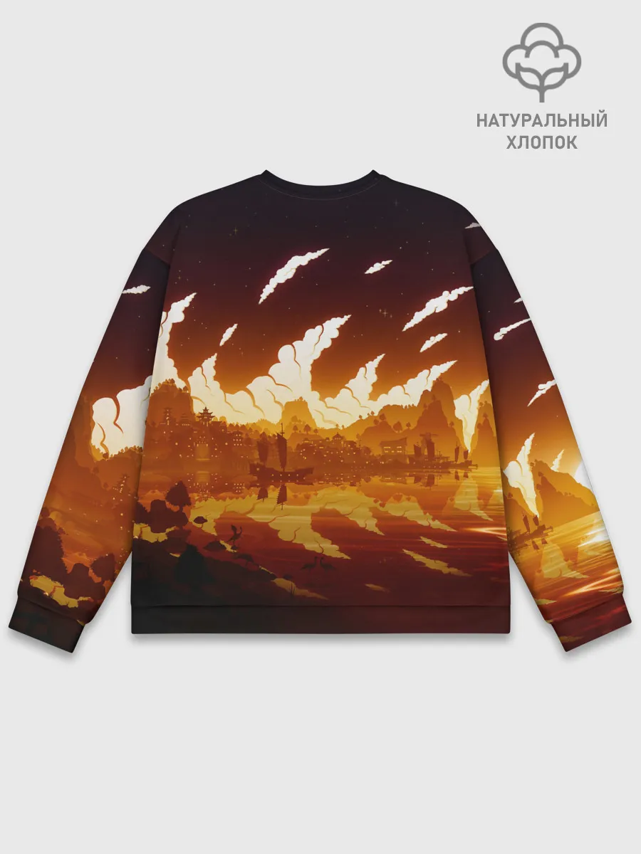 Мужской свитшот базовый / Genshin Impact - Закат над Ли Юэ