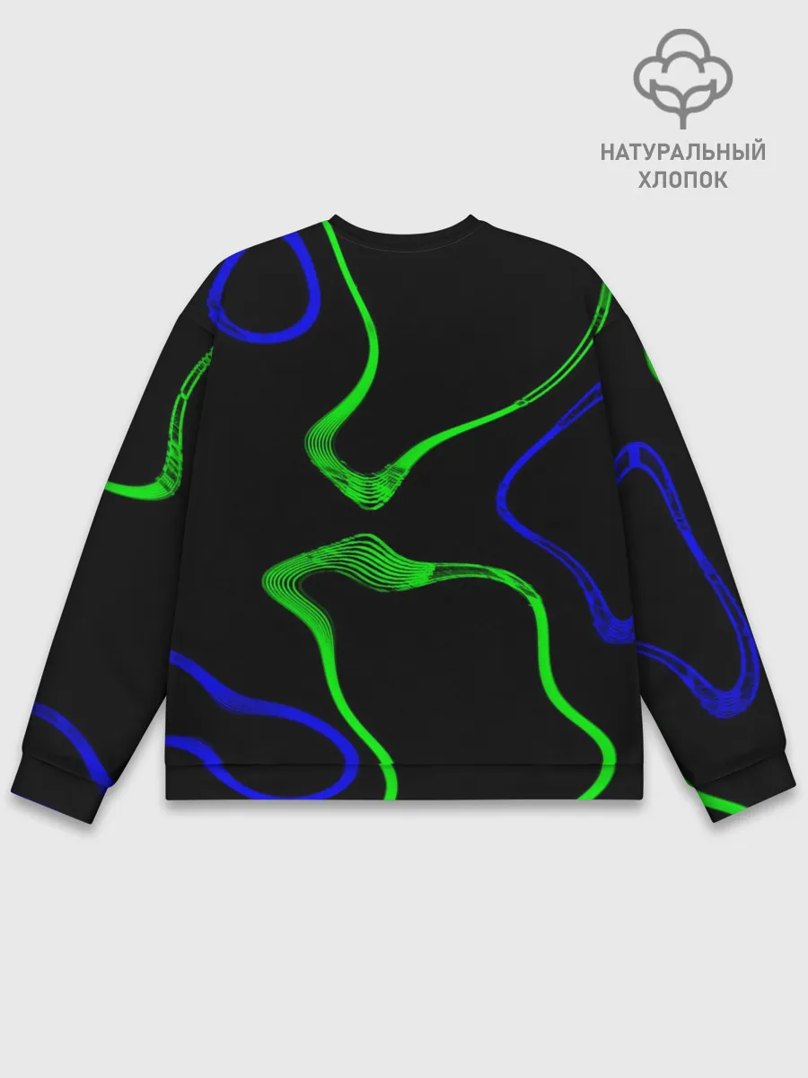 Мужской свитшот базовый / Неоновый хаос 3D/Neon chaos 3D