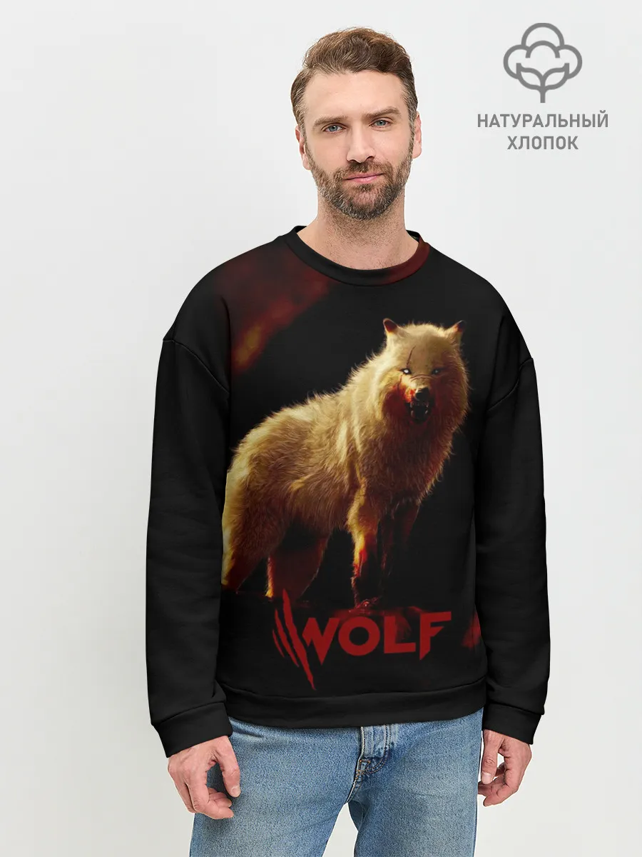 Мужской свитшот базовый / Красный волк.
