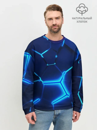 Мужской свитшот базовый / 3D ПЛИТЫ | NEON STEEL | НЕОНОВЫЕ ПЛИТЫ