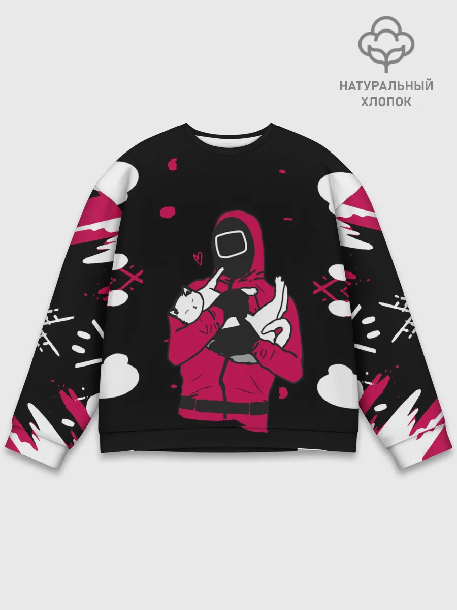 Мужской свитшот базовый / Игра в кальмара x Кот,