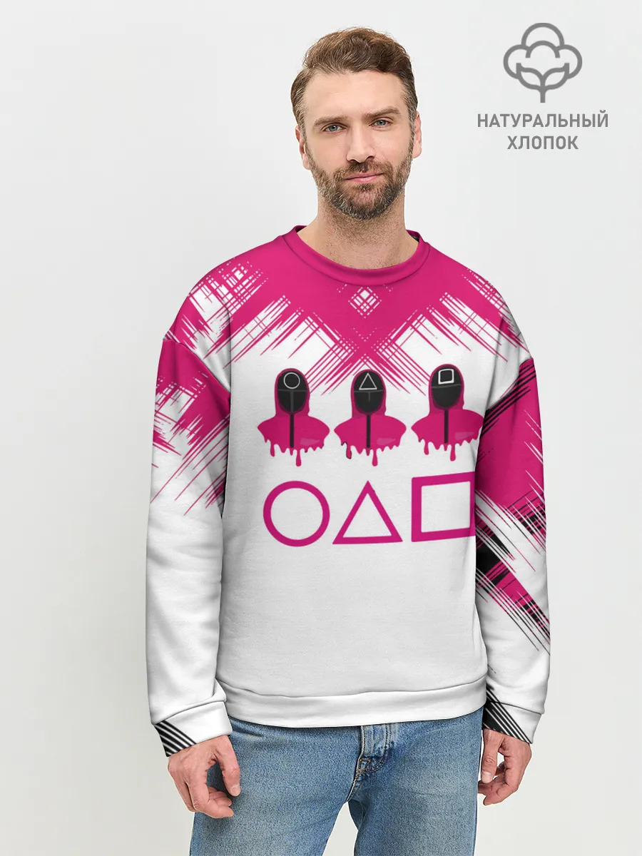 Мужской свитшот базовый / Игра в кальмара | геометрические фигуры,