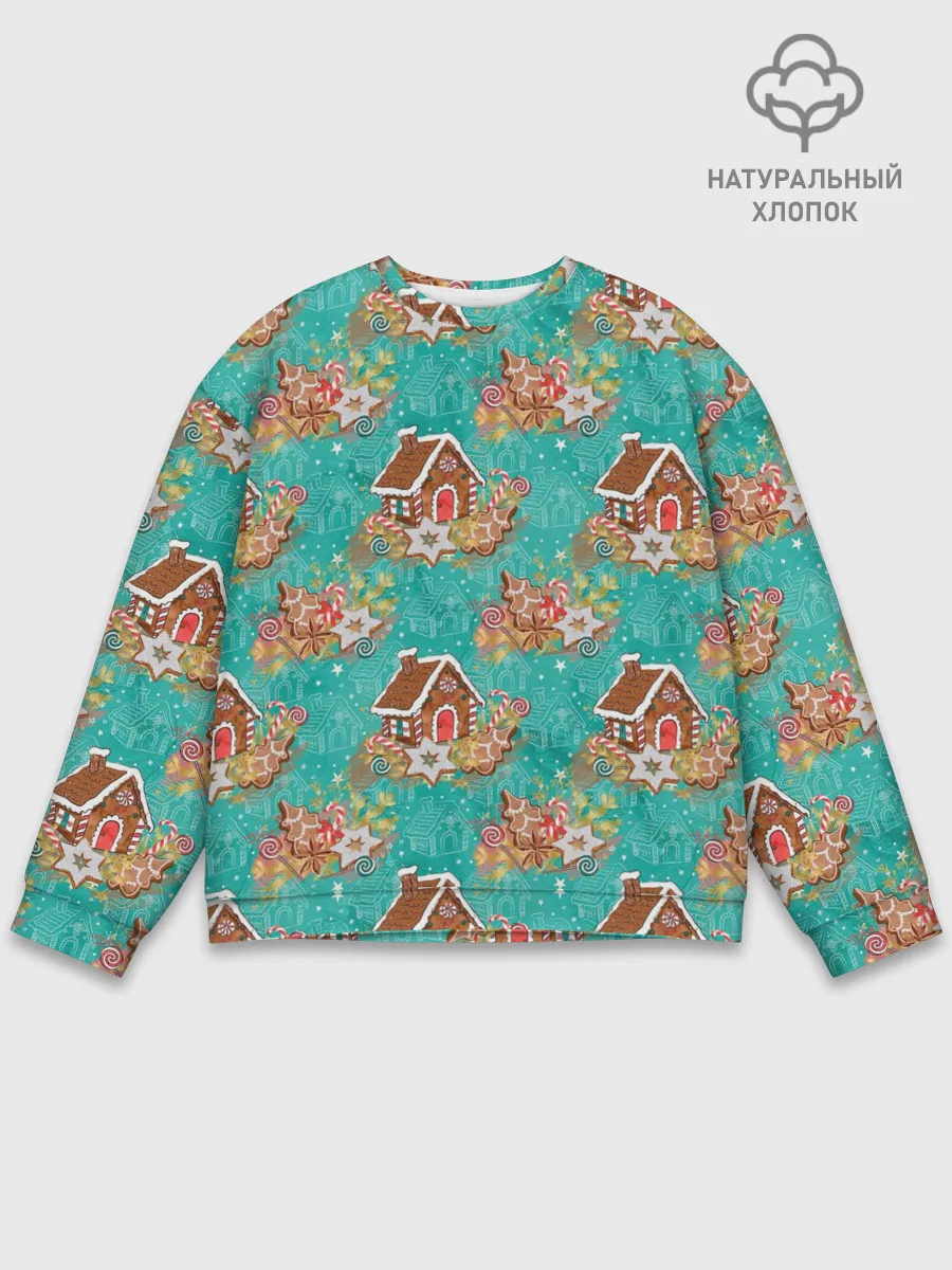 Мужской свитшот базовый / Рождественские пряники паттерн