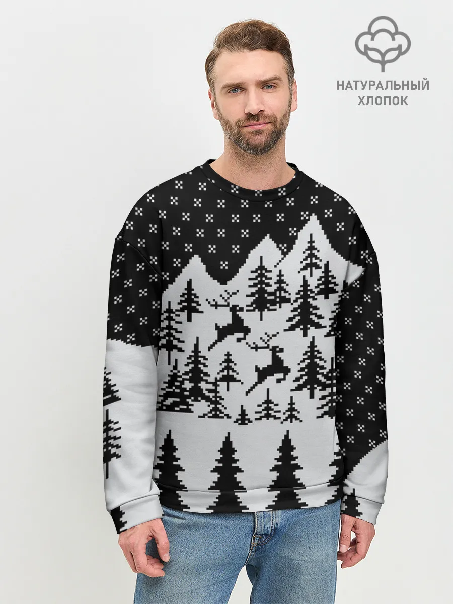 Мужской свитшот базовый / Северные Олени в Горах
