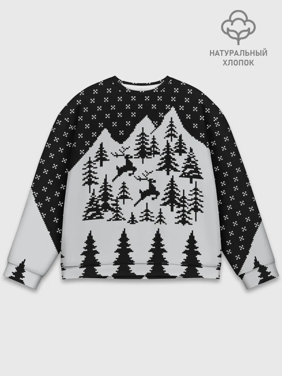 Мужской свитшот базовый / Северные Олени в Горах