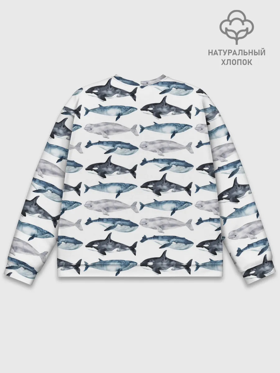 Мужской свитшот базовый / принт с китами
