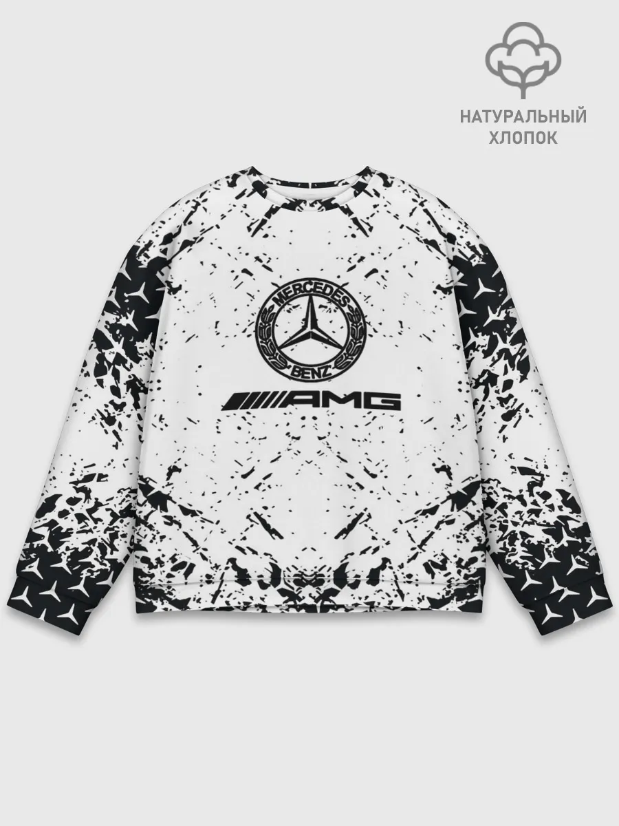 Мужской свитшот базовый / Mercedes | брызги красок,