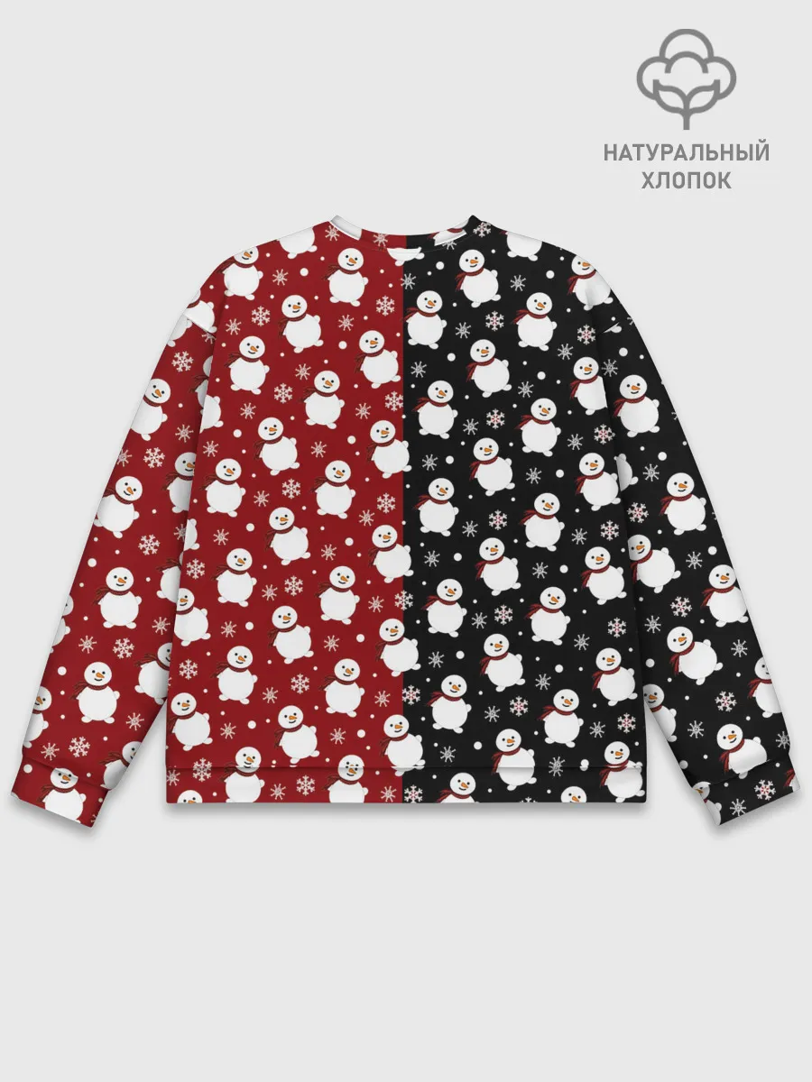 Мужской свитшот базовый / Снеговики, снежинки и снег