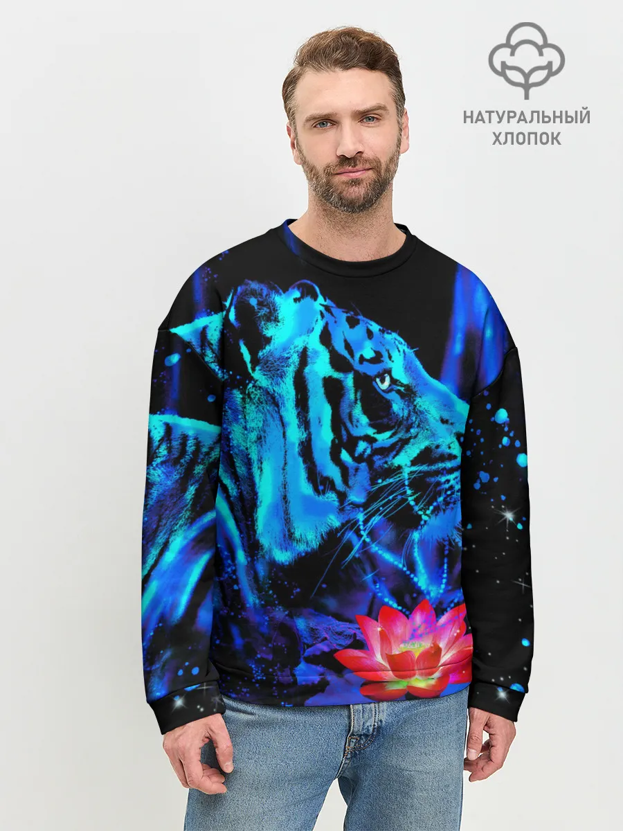 Мужской свитшот базовый / Синий водяной тигр