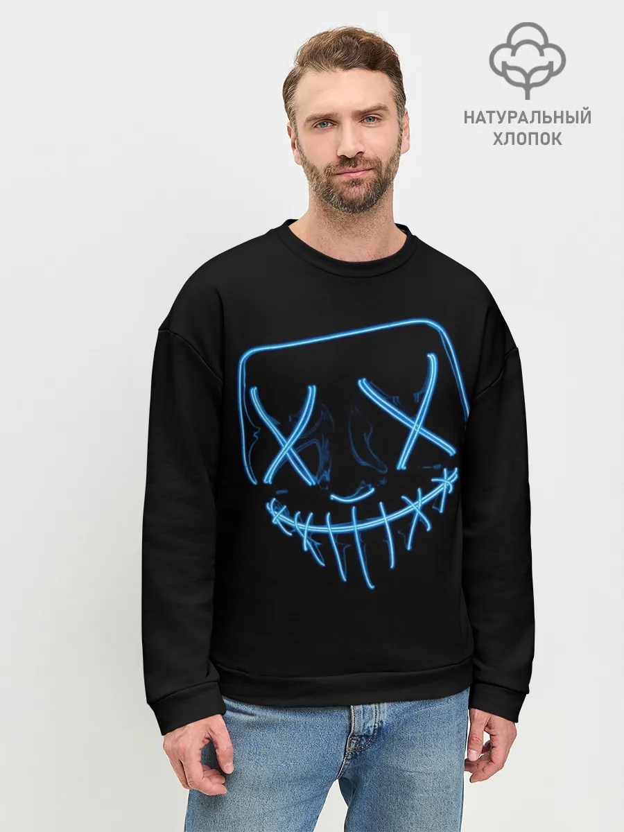 Мужской свитшот базовый / Неоновая маска Хэллоуина