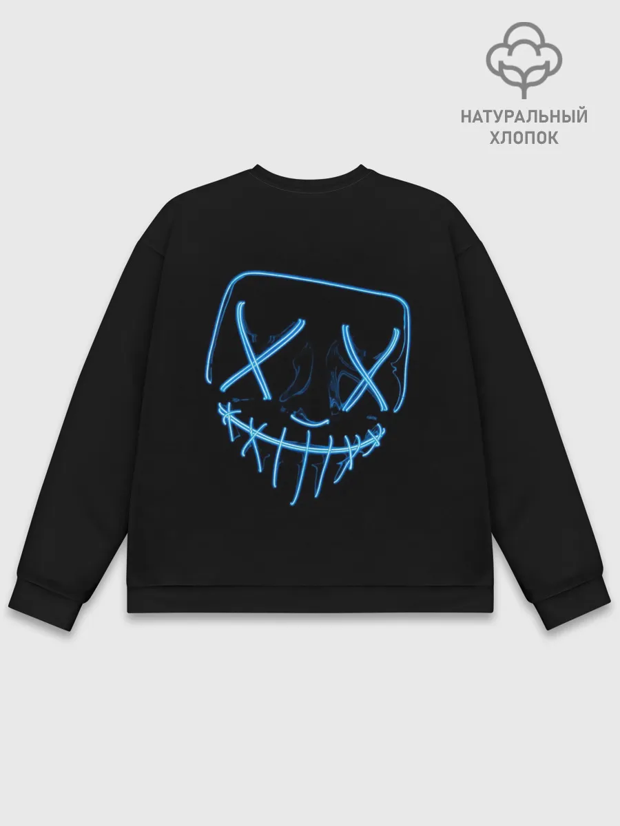 Мужской свитшот базовый / Неоновая маска Хэллоуина