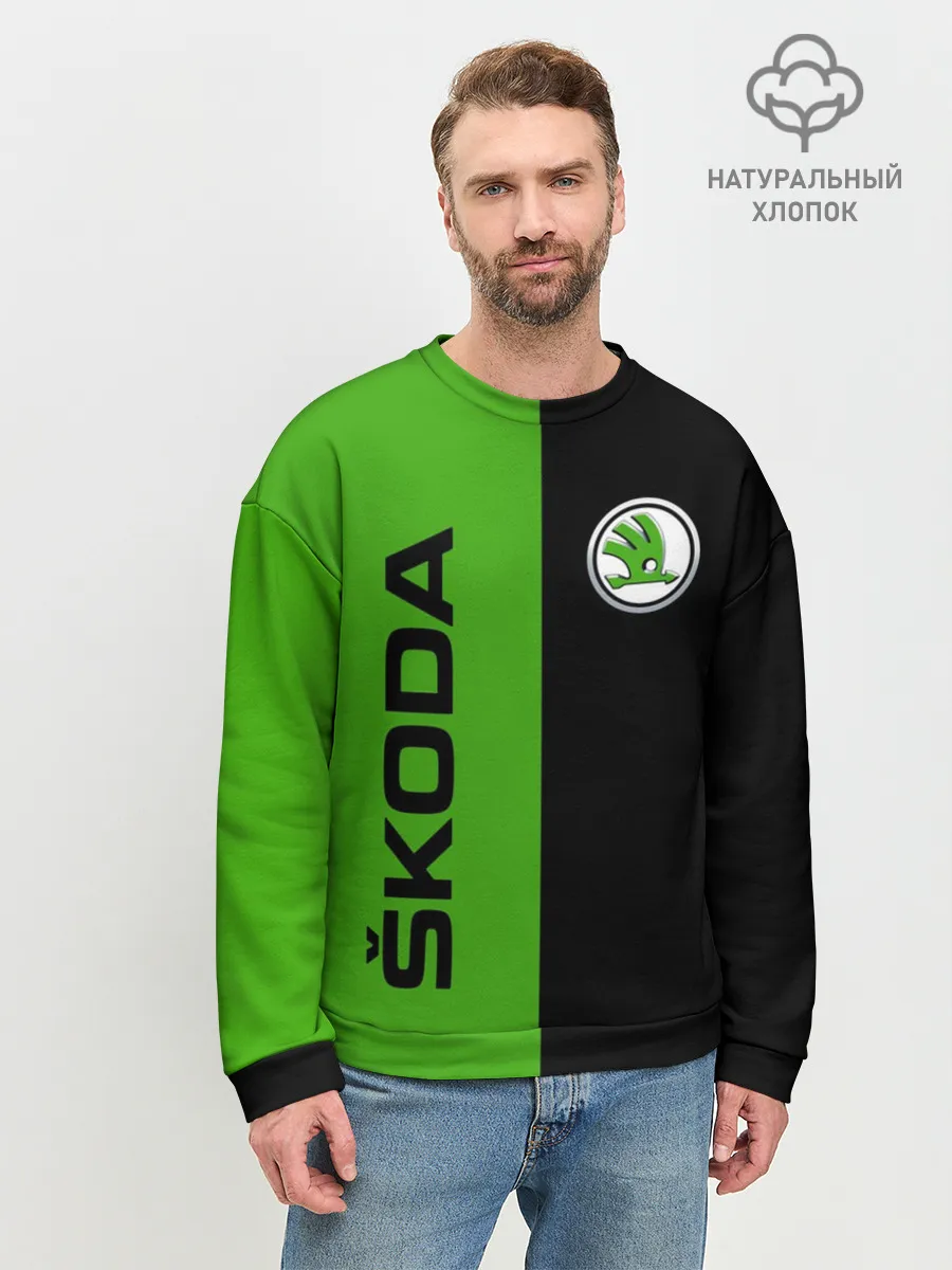 Мужской свитшот базовый / SKODA черно-зеленый