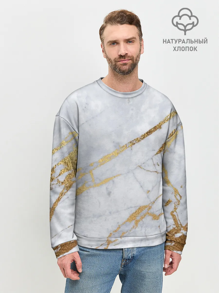 Мужской свитшот базовый / Золото на белом