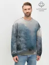 Мужской свитшот базовый / Зимний пейзаж картина маслом