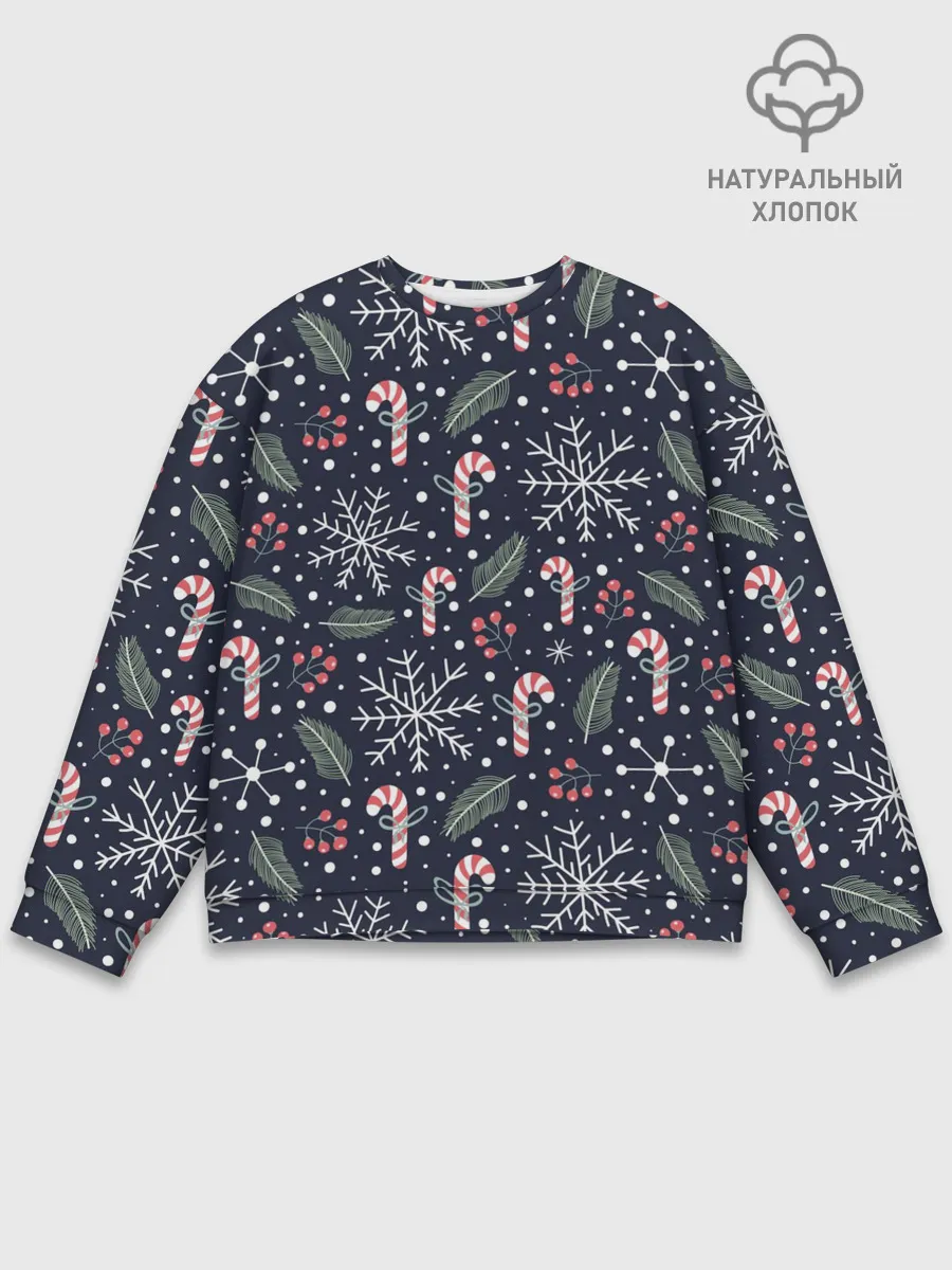 Мужской свитшот базовый / Паттерн с веточками