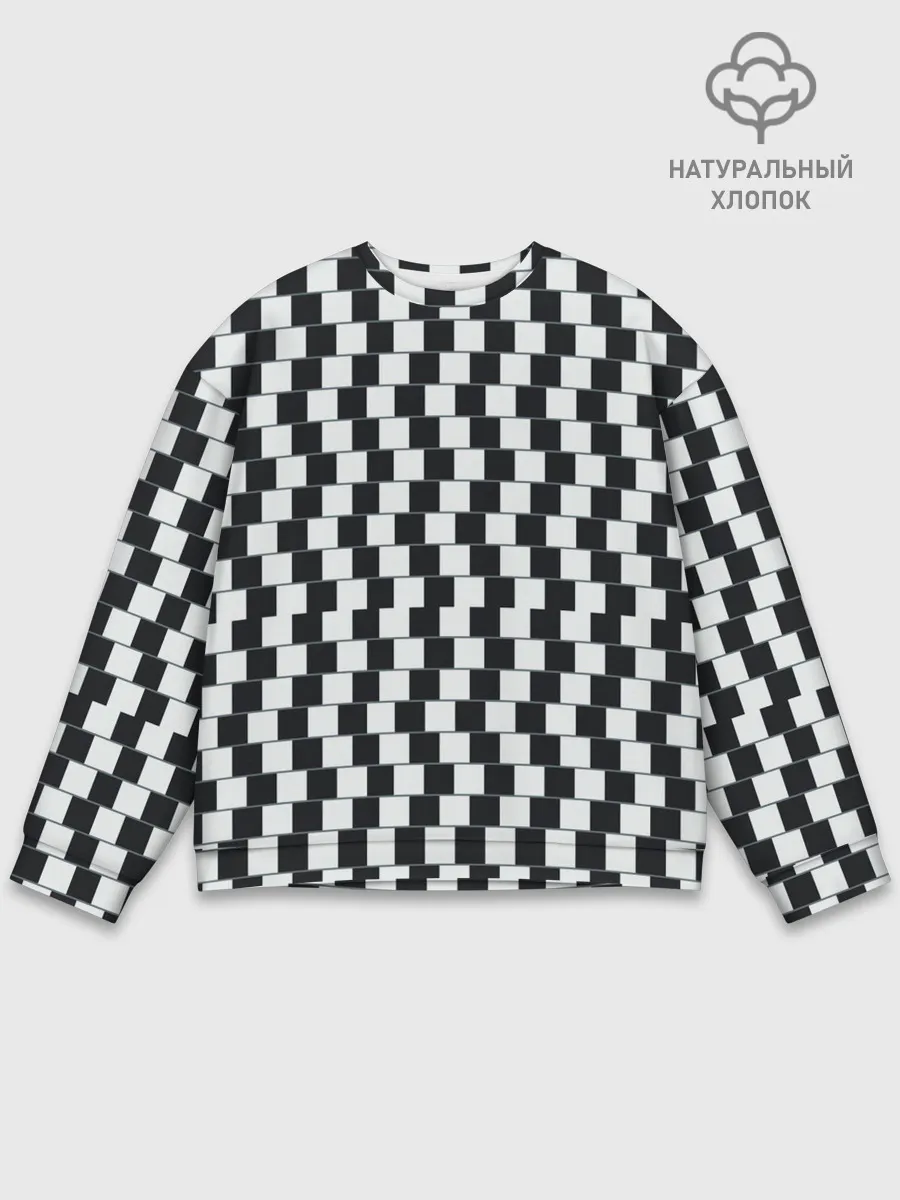 Мужской свитшот базовый / Шахматная Иллюзия Искажения