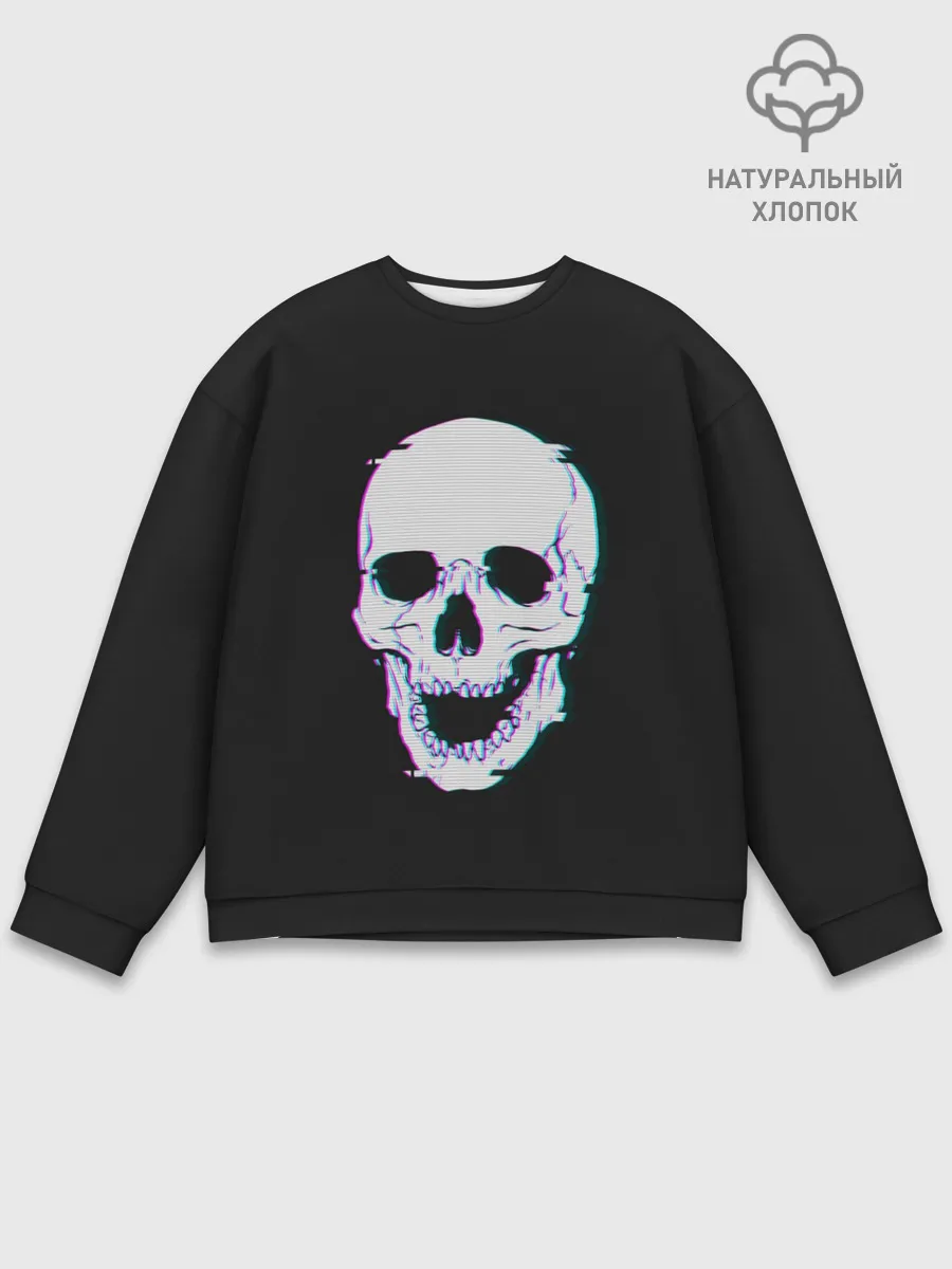 Мужской свитшот базовый / Неоновый светящийся череп