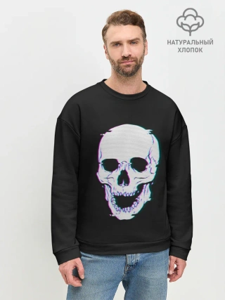 Мужской свитшот базовый / Неоновый светящийся череп
