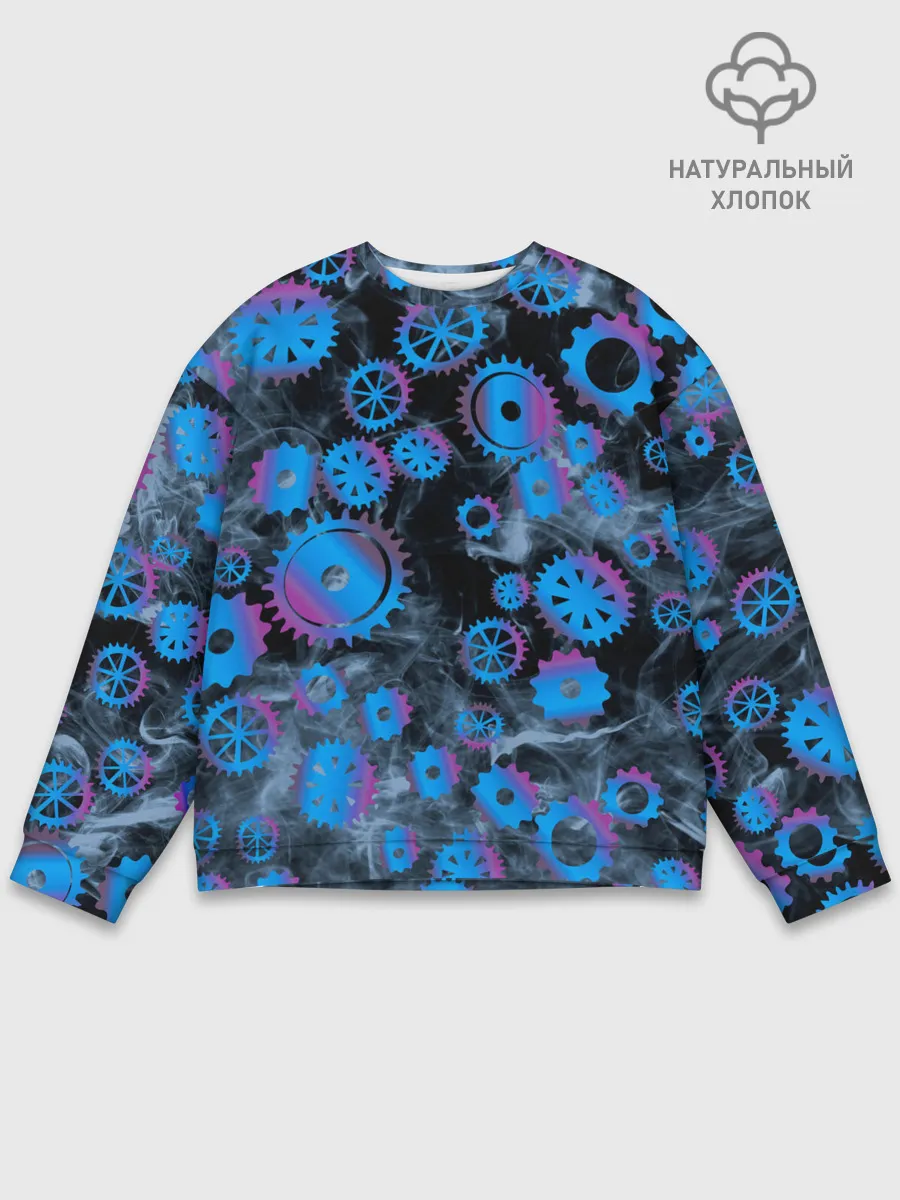 Мужской свитшот базовый / механизм и дым, стимпанк
