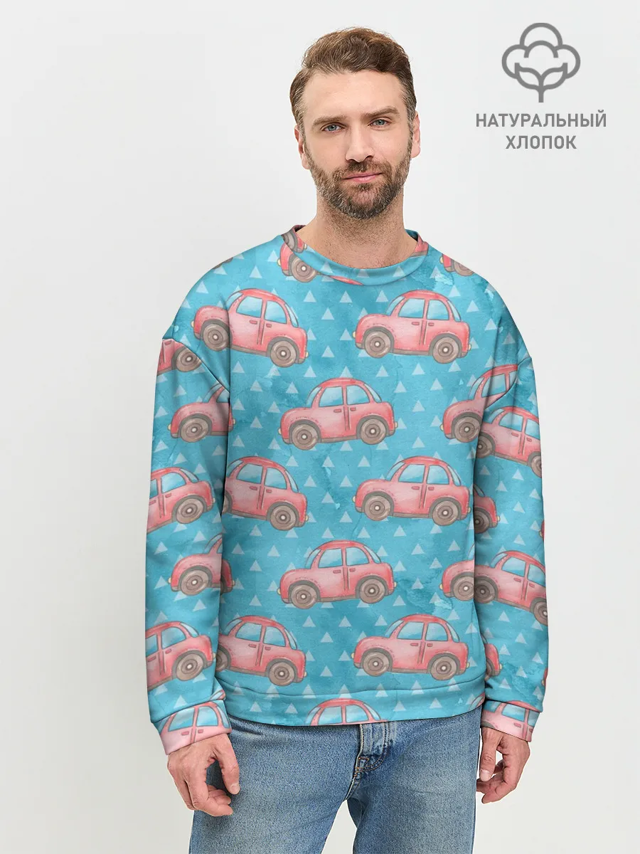 Мужской свитшот базовый / Машинки детский рисунок