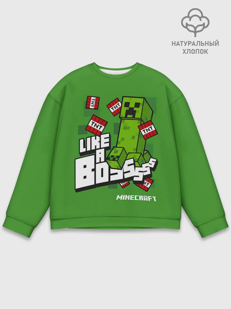 Мужской свитшот базовый / LIKE A BOSS Minecraft Creepe