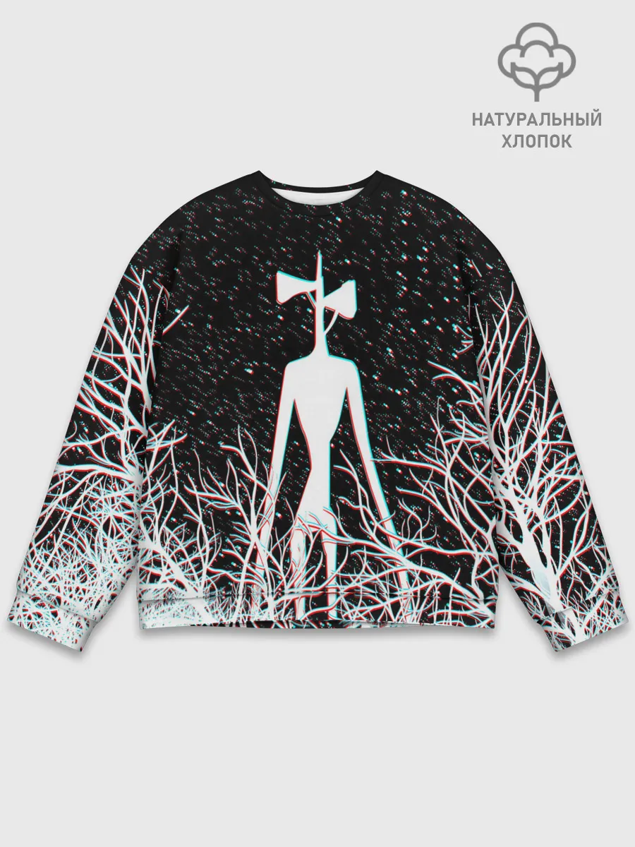 Мужской свитшот базовый / СИРЕНОГОЛОВЫЙ ГЛИТЧ ЛЕС, КОСМОС