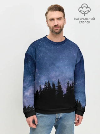 Мужской свитшот базовый / НОЧНОЙ ЛЕС И ЗВЕЗДЫ