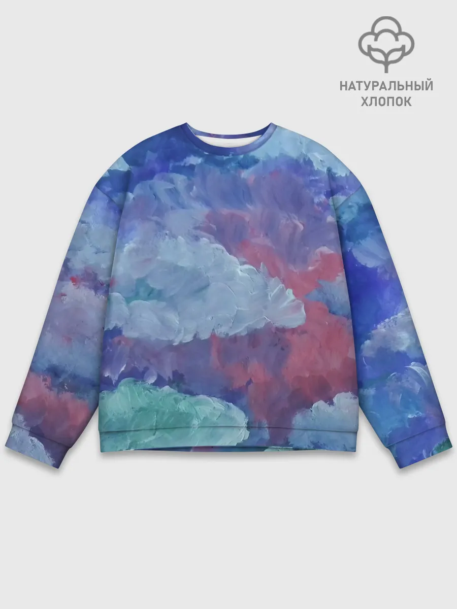 Мужской свитшот базовый / Гуашевые облака