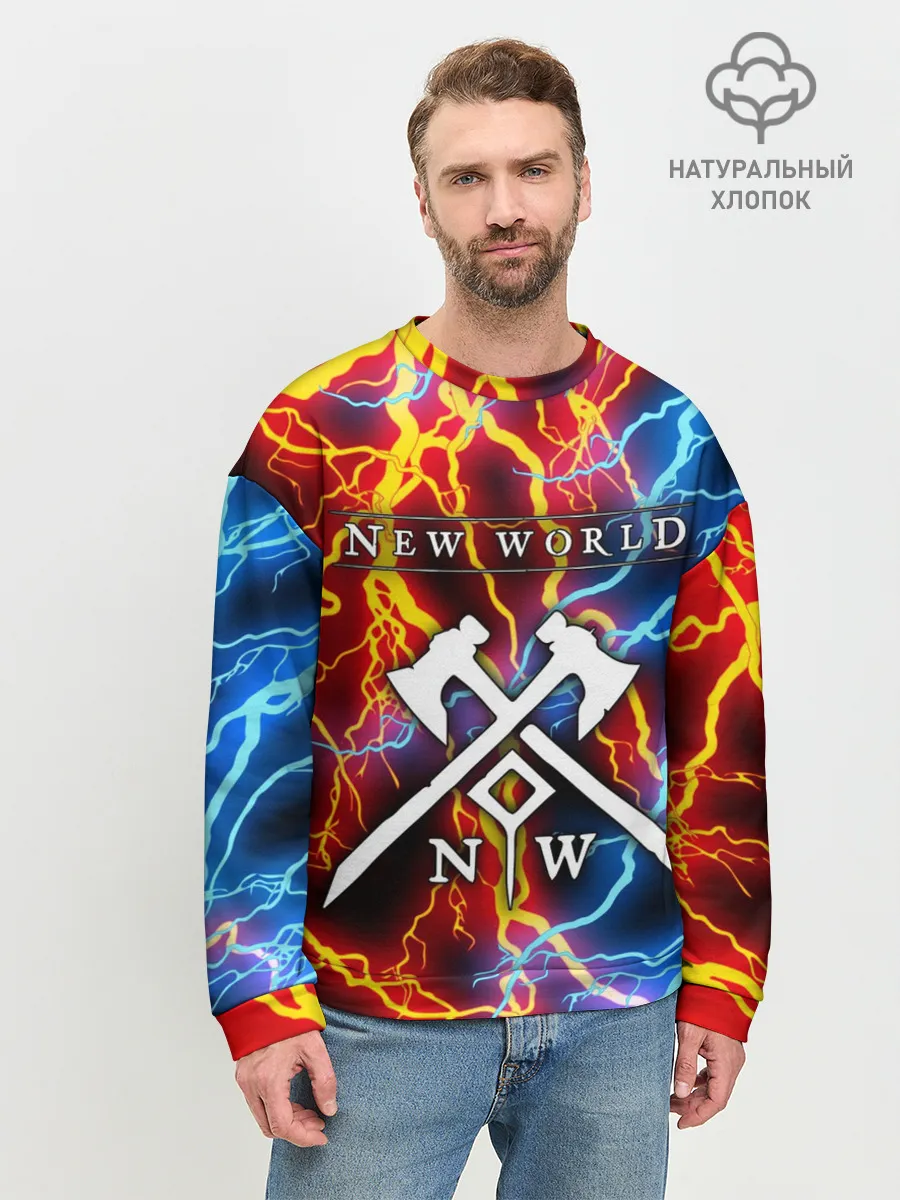 Мужской свитшот базовый / NEW WORLD / НЬЮ ВОРЛД / МОЛНИИ