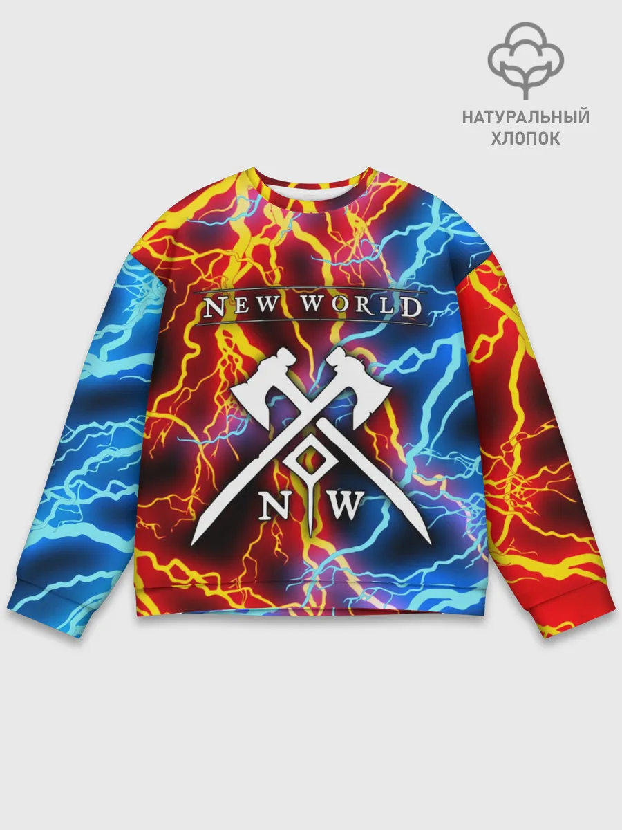 Мужской свитшот базовый / NEW WORLD / НЬЮ ВОРЛД / МОЛНИИ