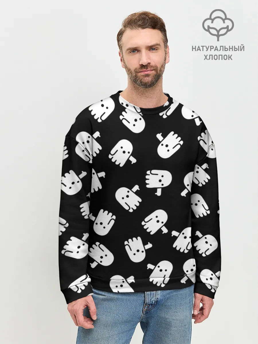 Мужской свитшот базовый / ПРИВИДЕНИЯ УЗОР / HALLOWEEN