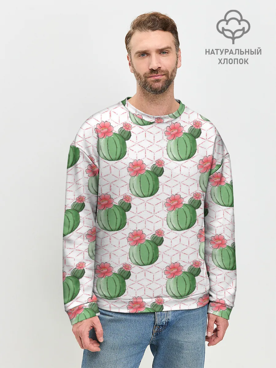 Мужской свитшот базовый / Паттерн из кактусов