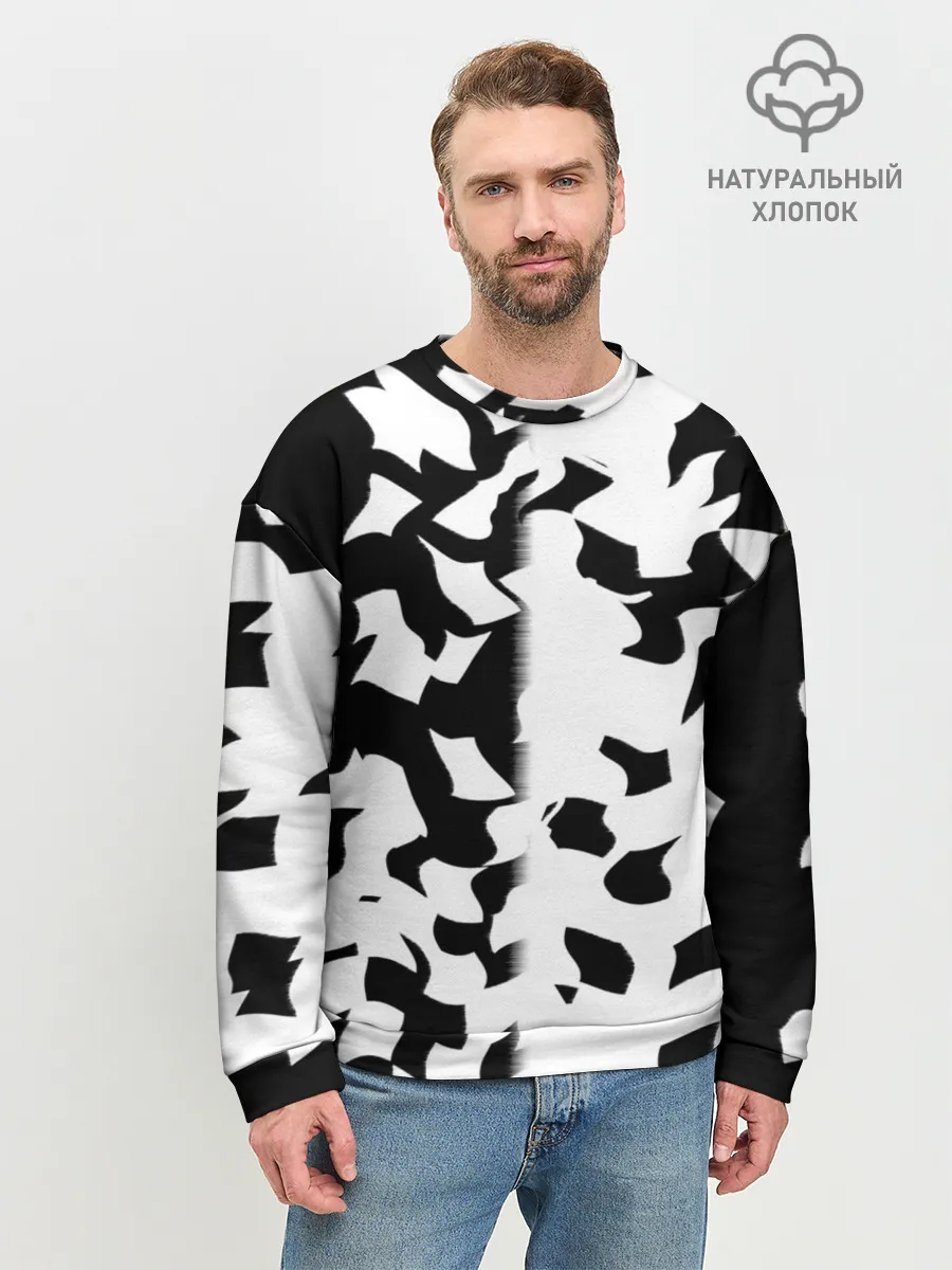 Мужской свитшот базовый / черно-белый камуфляж