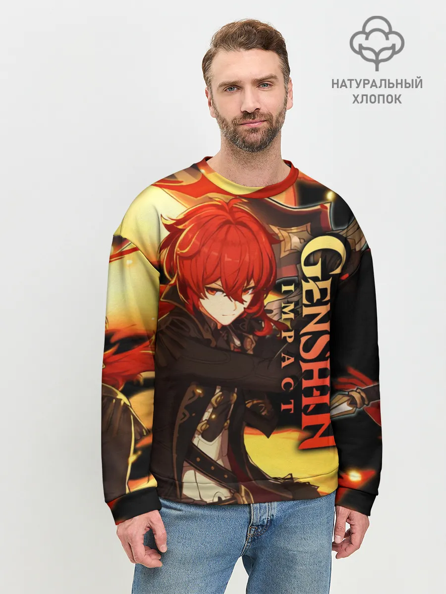 Мужской свитшот базовый / Геншин импакт: Дилюк
