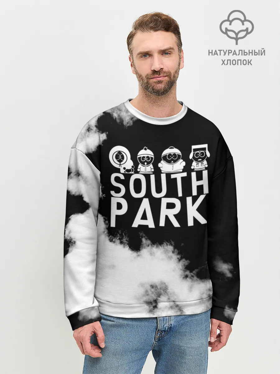 Мужской свитшот базовый / Все пацаны на черном фоне Южный Парк