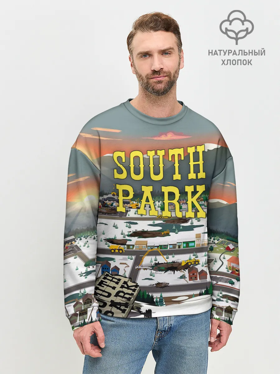 Мужской свитшот базовый / Южный Парк разрушенный город