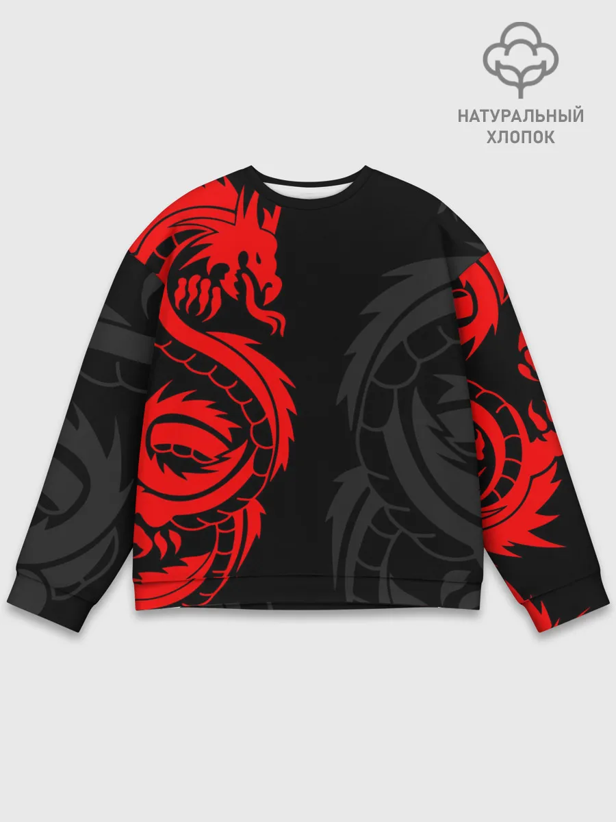 Мужской свитшот базовый / КРАСНЫЙ ДРАКОН ТАТУ / RED DRAGON TATTOO