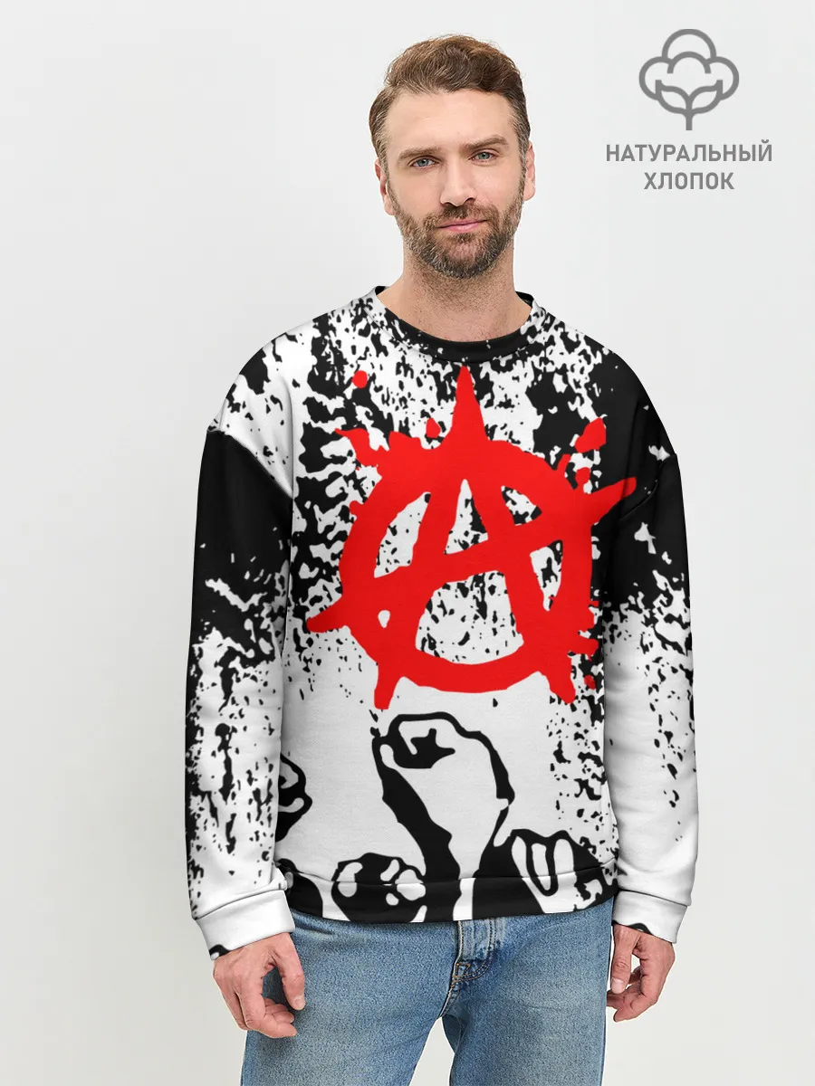 Мужской свитшот базовый / АНАРХИЯ / РЕВОЛЮЦИЯ,