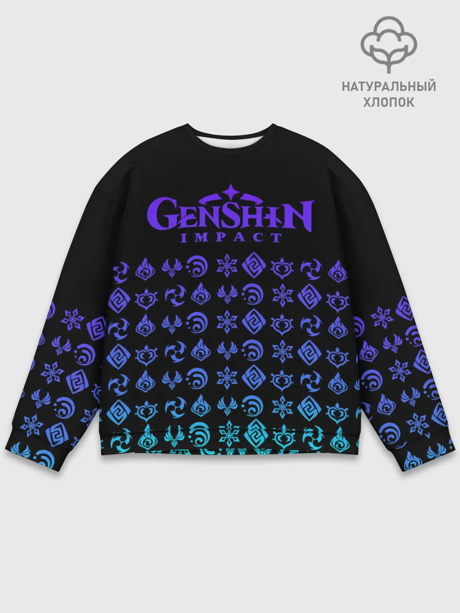 Мужской свитшот базовый / GENSHIN IMPACT | ЭМБЛЕМЫ NEON