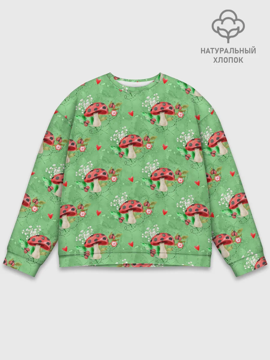 Мужской свитшот базовый / Грибы Мухоморы паттерн