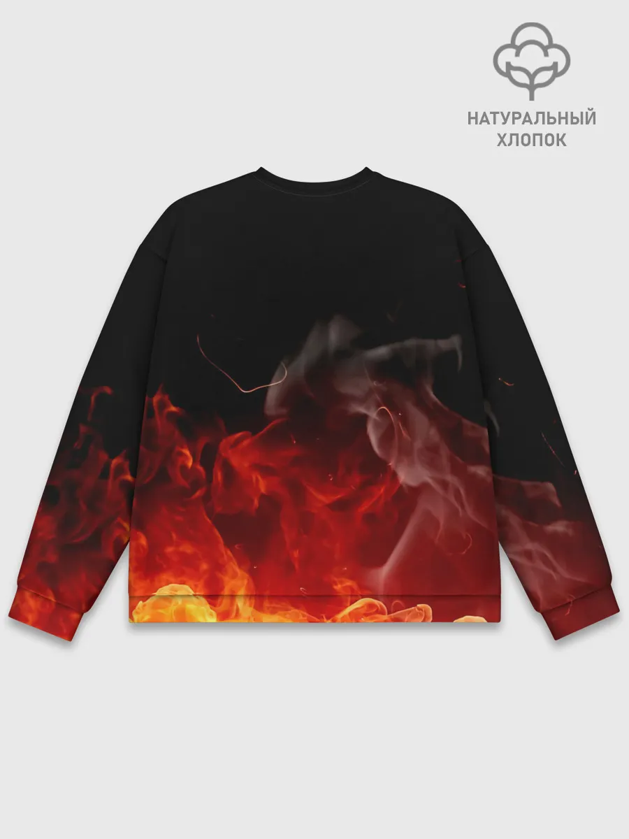 Мужской свитшот базовый / Кулак One Punch-Man в огне