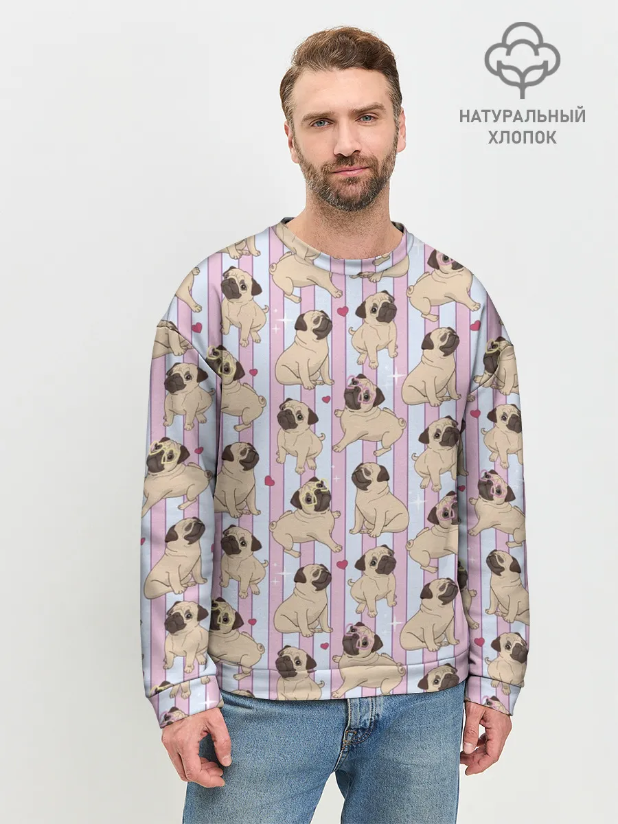 Мужской свитшот базовый / Забавные Мопсы