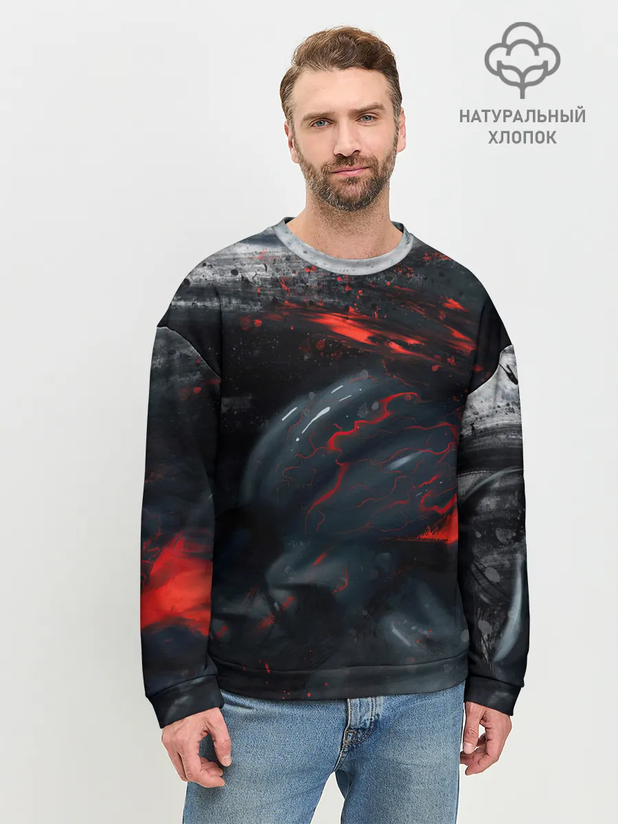Мужской свитшот базовый / ЧЁРНЫЙ СИМБИОТ / ГРАНЖ / BLACK MONSTER