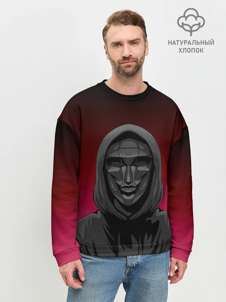 Мужской свитшот базовый / Распорядитель игры на черно розовом фоне