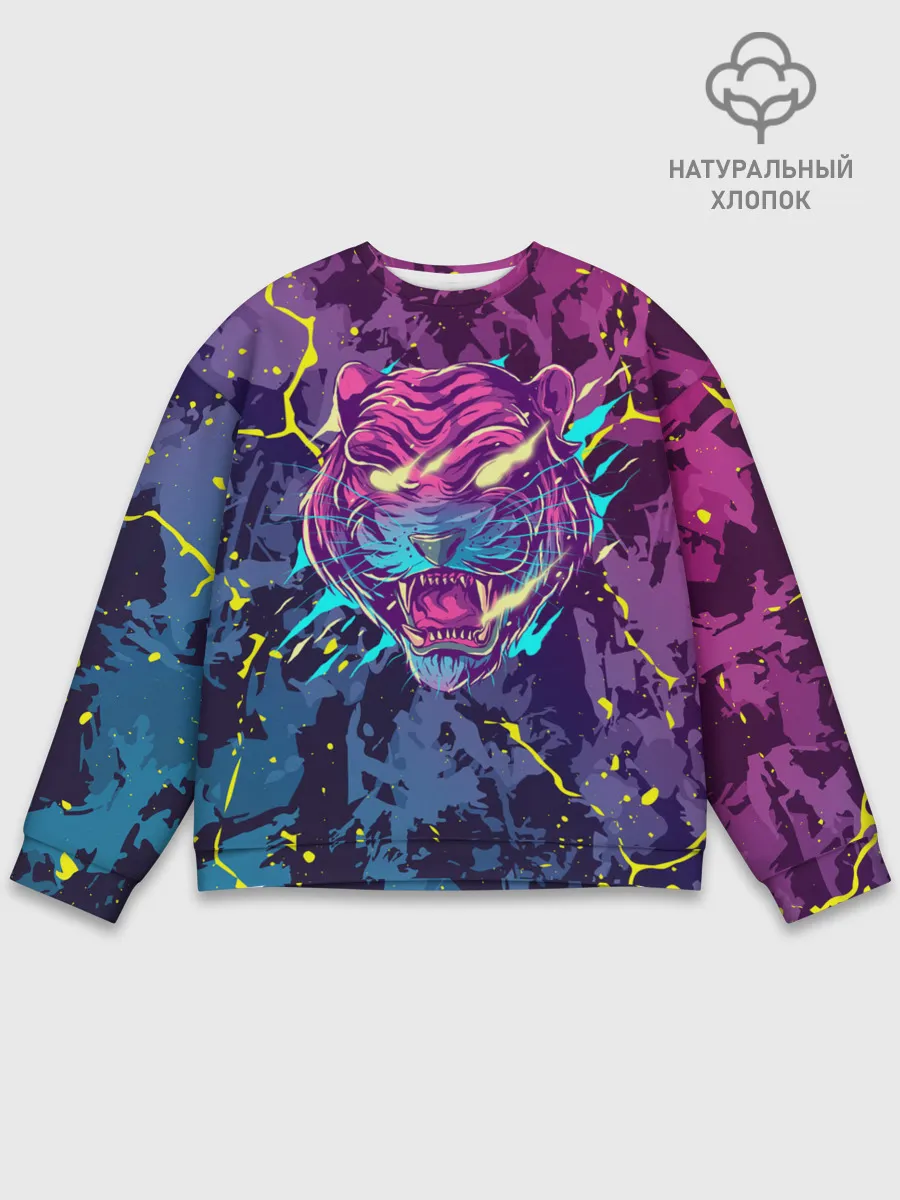 Мужской свитшот базовый / НЕОНОВЫЙ ТИГР / NEON TIGER